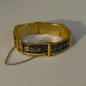 Vintage Damascene Bracelet w/ Safety Chain